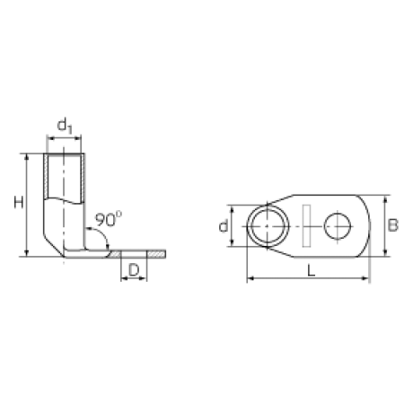 КВТ Наконечник угловой (90°) медный луженый ТМЛ(90) 35-10-9 (мин партия 100 шт.) 53875 KVT КВТ Наконечник угловой (90°) медный луженый ТМЛ(90) 35-10-9 (мин партия 100 шт.) 53875 KVT