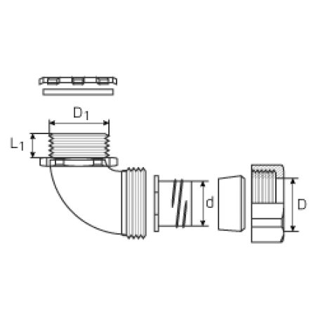 КВТ Муфта вводная ВМУ(90°) 50 для металлорукава усиленная 64538 KVT КВТ Муфта вводная ВМУ(90°) 50 для металлорукава усиленная 64538 KVT