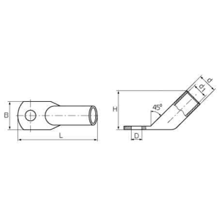 КВТ Наконечник угловой (45°) медный луженый ТМЛс(45) 6-5 (мин партия 100 шт.) 78051 KVT КВТ Наконечник угловой (45°) медный луженый ТМЛс(45) 6-5 (мин партия 100 шт.) 78051 KVT
